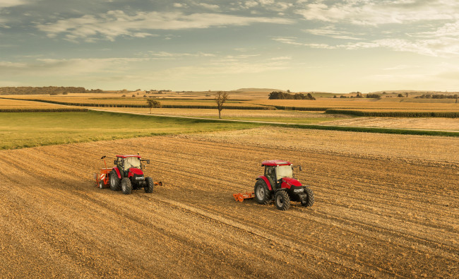 Traktorius Case IH Farmall C serijos atlieka ūkio darbus laukuose